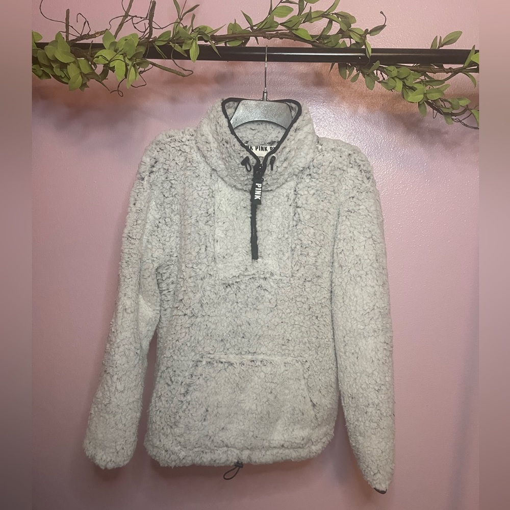 Victoria’s Secret PINK Frosted White Sherpa Quarter Zip Pullover - Picture 6 of 12